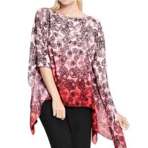 Vince Camuto Floral Print Ombre Poncho size Small